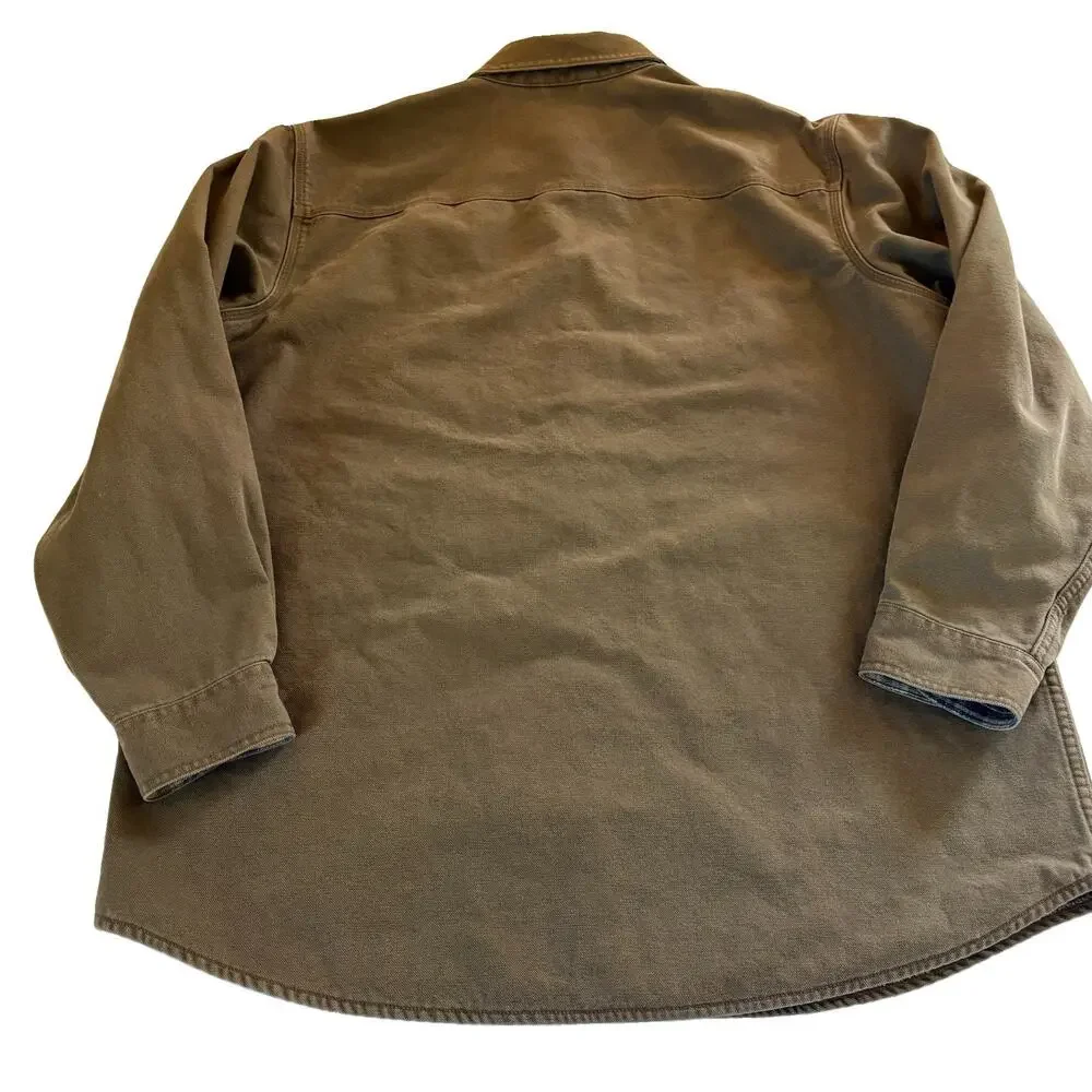 Vtg L.L. Bean Duck Canvas Chore Barn Shirt Jacket Tan Men’s Large Flannel Lined